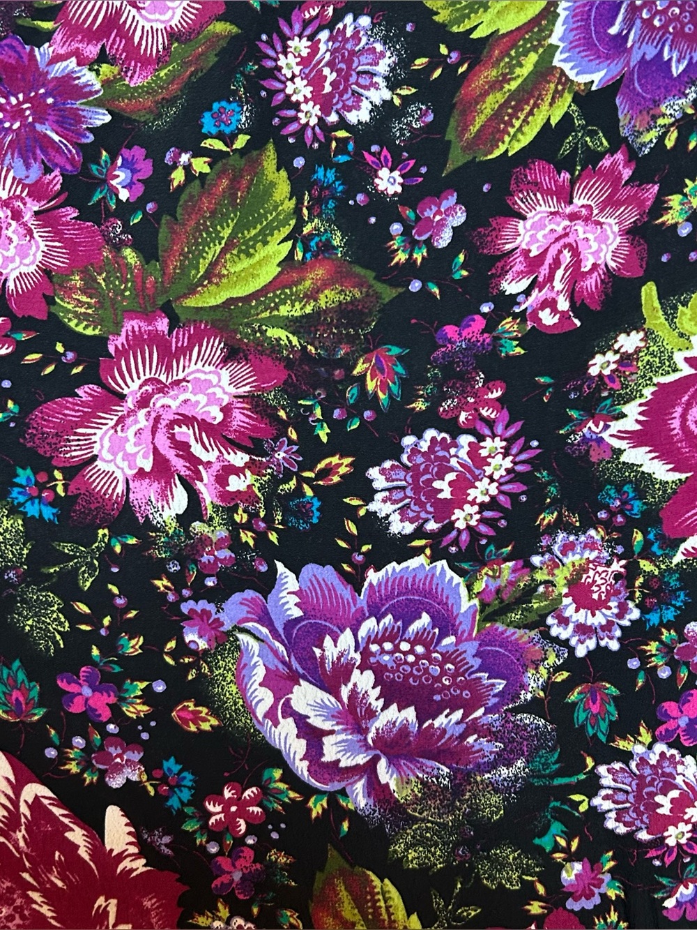 Vintage Black Purple Floral Large White Stag Mermaid Floor Maxi Skirt - Picture 3 of 6